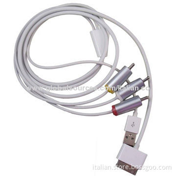 Composite AV cable with USB for Apple 30-pin to 3RCA